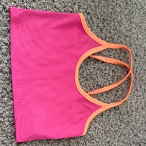 SHEIN Pink Crop Tank with Orange Trim